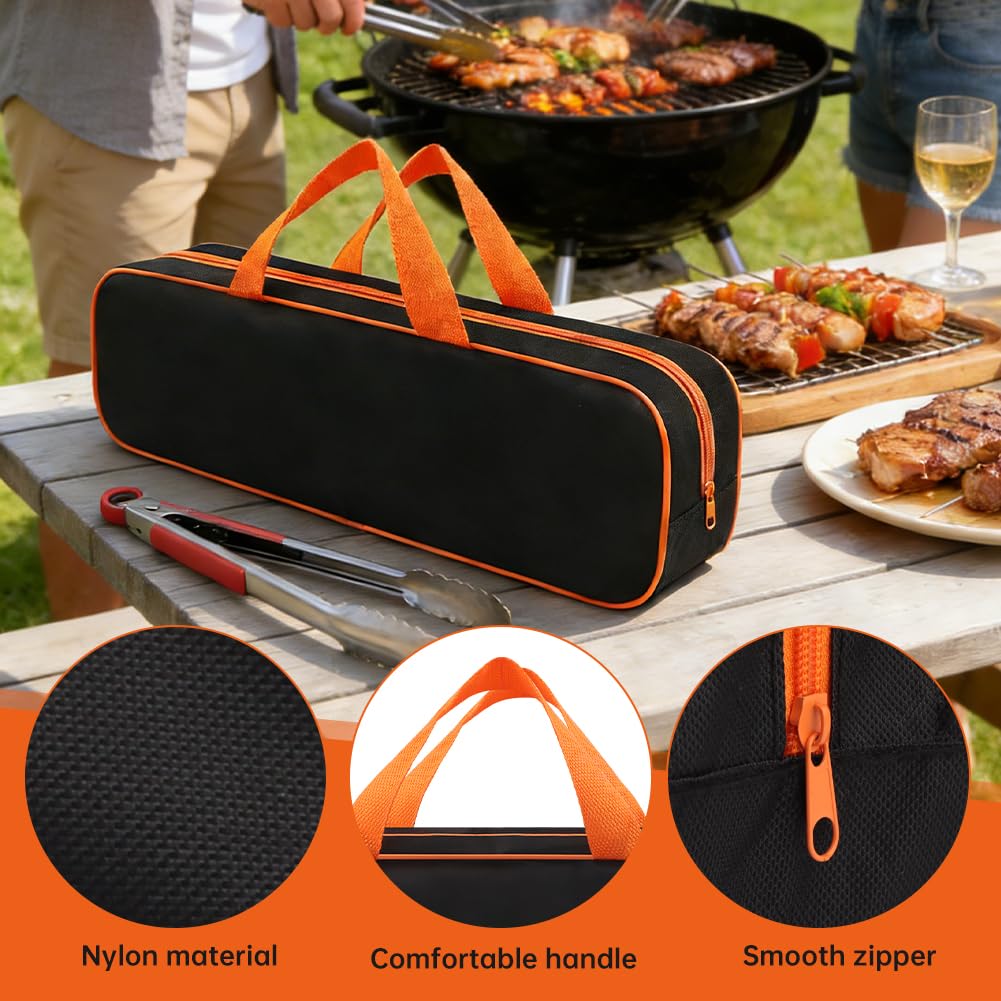 Main bag fits tools up to 16 inches for camping and backyard grilling