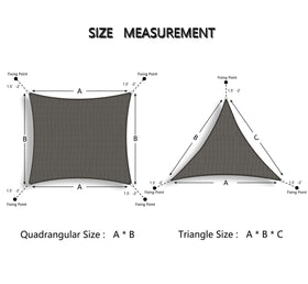 Tronssien rectangle shade installation guide image demonstrates spacing for easy setup