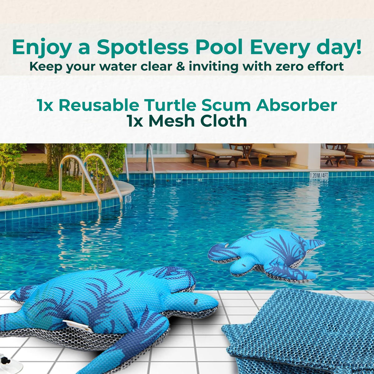 Tropicaler Scum Absorber Turtle removes surface debris from spa water.
