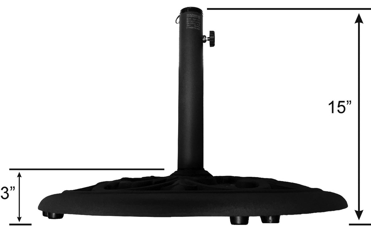 Tropishade base with a 20-inch diameter for stable footing