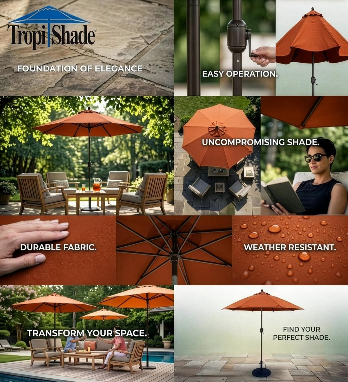 Tropishade base compatible with 1 3/8" and 1 1/2" poles