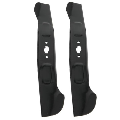 Troy-Bilt high-lift blade for 46-inch deck with S-shaped center hole improves cut quality and clippings discharge