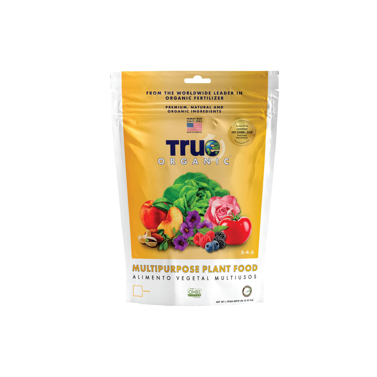 True Organic Multipurpose Plant Food bottle for container garden feeding