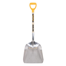 TRUE TEMPER scoop shovel with aluminum blade ready for grain and mulch tasks.