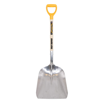 TRUE TEMPER scoop shovel with aluminum blade ready for grain and mulch tasks.
