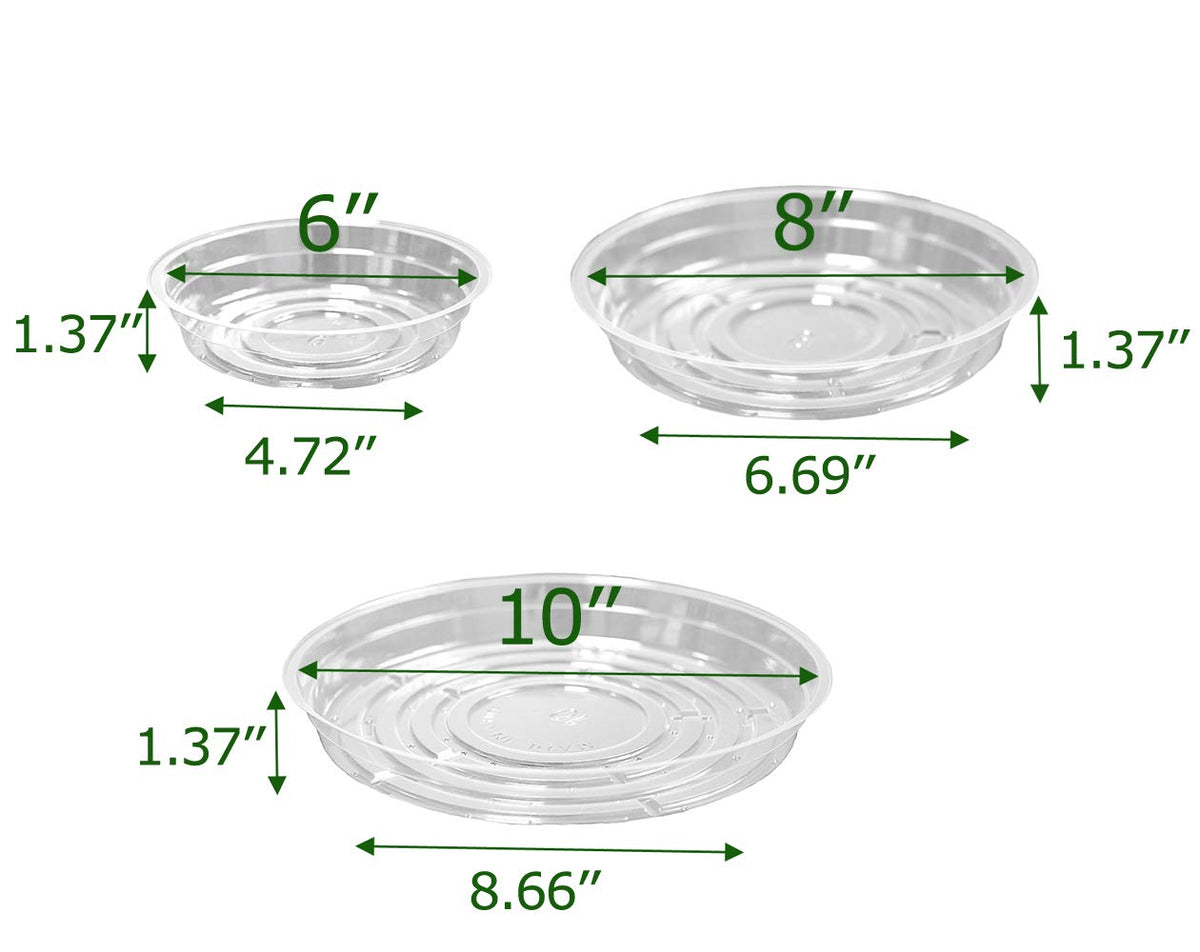 TRUEDAYS clear plant saucer 6in stack view for organized display