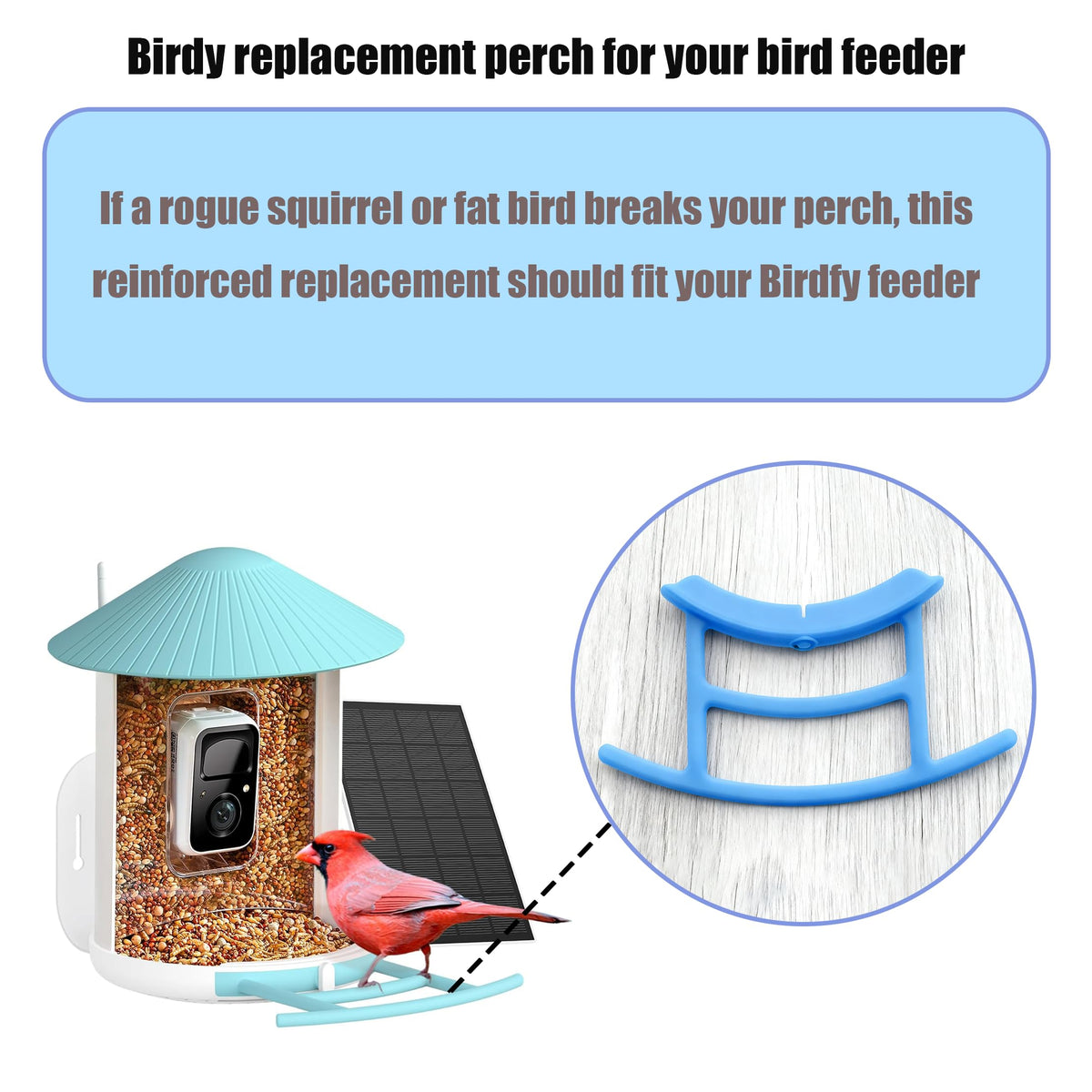 Truine perch provides a comfortable landing for birds during feeding.