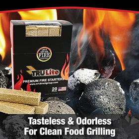 TRULite Premium Fire Starters natural ingredients highlight eco-friendly materials and clean burn.