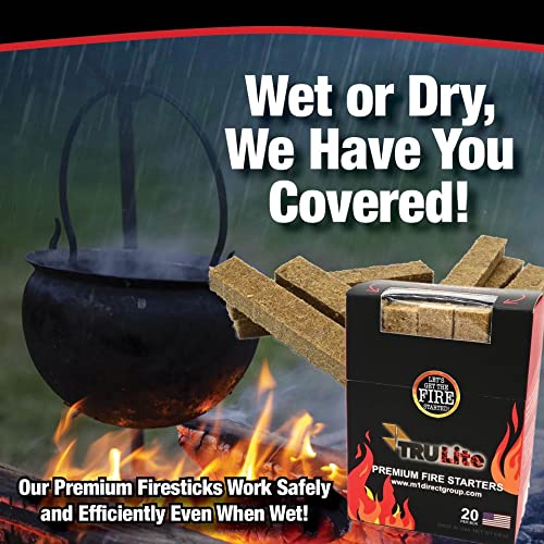 TRULite Fire Starters in use under all-weather conditions showing reliable ignition.