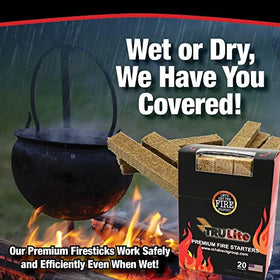 TRULite Fire Starters in use under all-weather conditions showing reliable ignition.