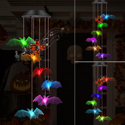 Trunfiste Bat Solar Wind Chimes with bats for nighttime yard decor