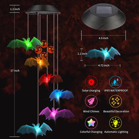 Trunfiste Bat Solar Wind Chimes creates night shadows on ground