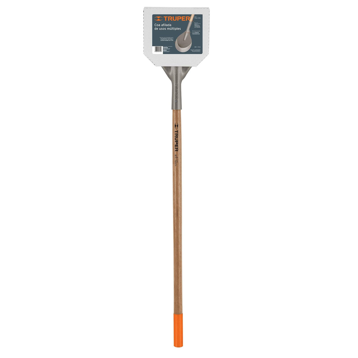 Truper Multi-Purpose Sharp Coa Hoe 43-inch tropical wood handle for extended reach.