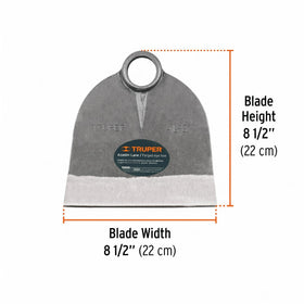 Truper forged steel hoe head highlighting rugged construction for long lasting field work.
