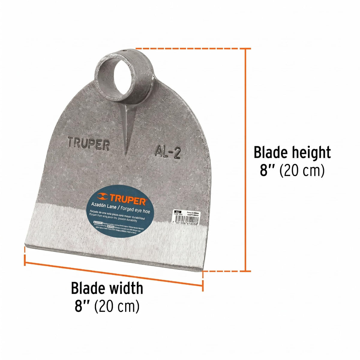 Truper industrial-grade field hoe head ideal for weeding and soil prep.