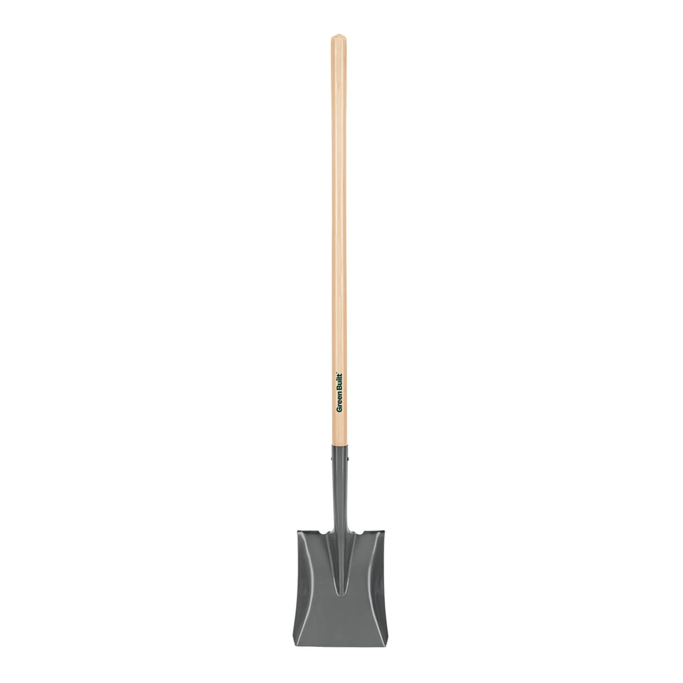 Truper Tru Built square-point shovel blade for precise scooping and transfer.