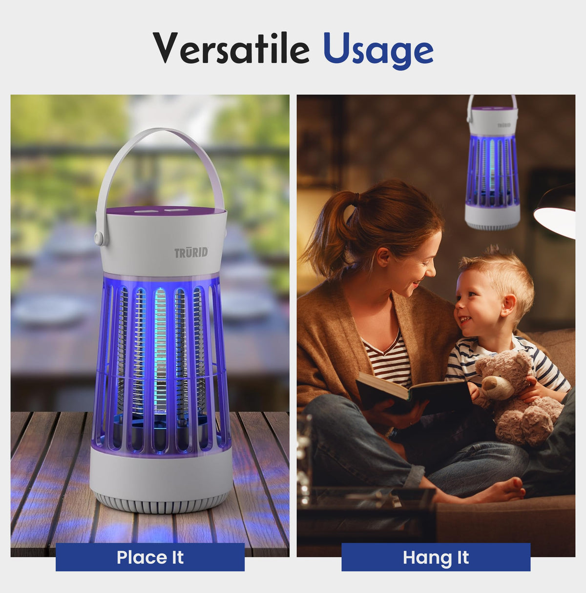 TRURID indoor bug zapper operating at dusk enhances pest-free ambience