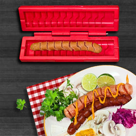Trustella bonus skewers grilling provides stability for uniform spiraled hotdogs.