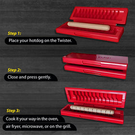 Trustella hotdog twister in air fryer use promotes quick crispy spirals.