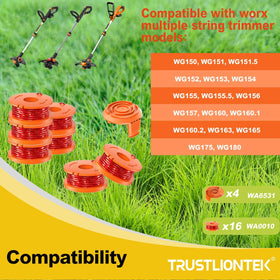 TRUSTLIONTEK spools compatible with Worx trimmers for reliable yard work