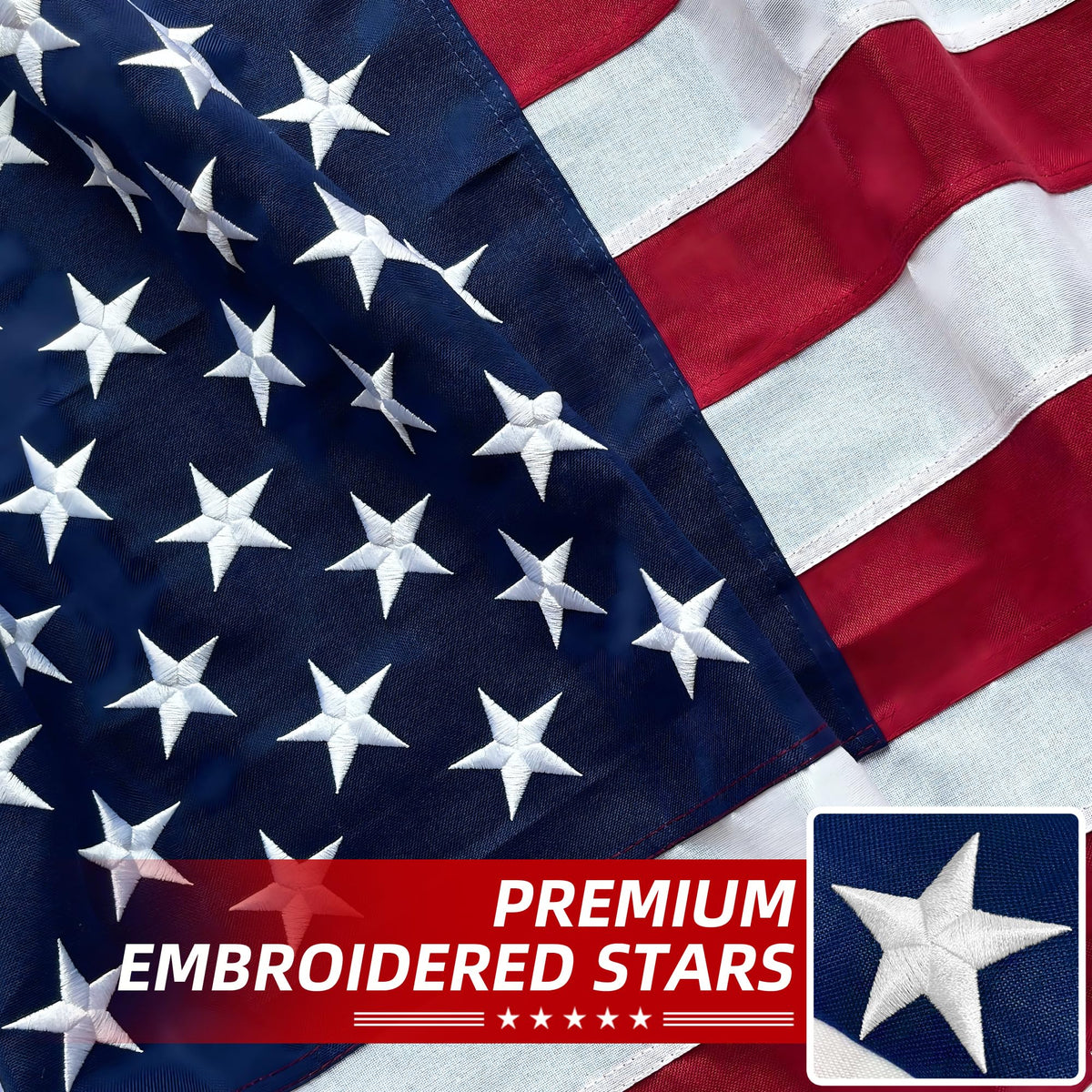Try Everything flag fade resistant colors maintain vivid red white blue in sun.