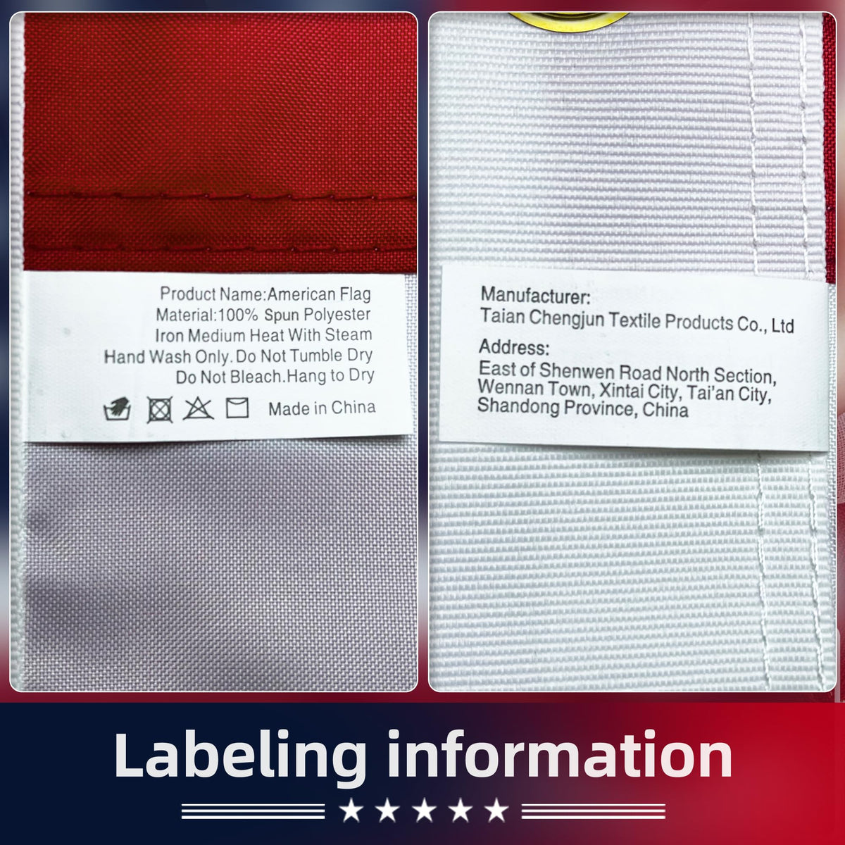 Try Everything flag embroidery stars and four row stitch showcase craftsmanship.