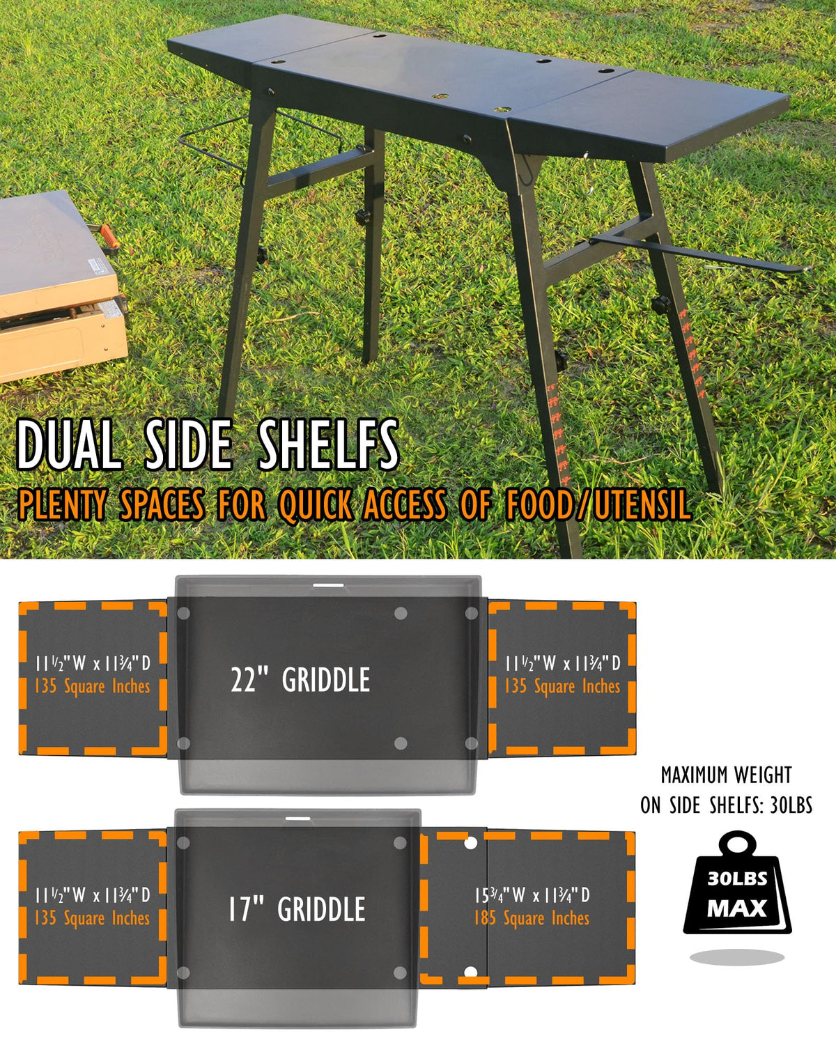 Trybuy upgraded griddle stand foldable design makes portable setup simple.