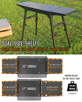 Trybuy upgraded griddle stand foldable design makes portable setup simple.