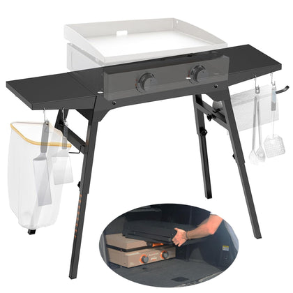 Trybuy upgraded griddle stand side table provides extra prep space for outdoor cooking.