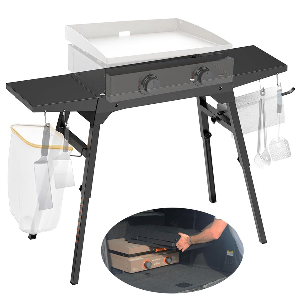 Trybuy upgraded griddle stand side table provides extra prep space for outdoor cooking.