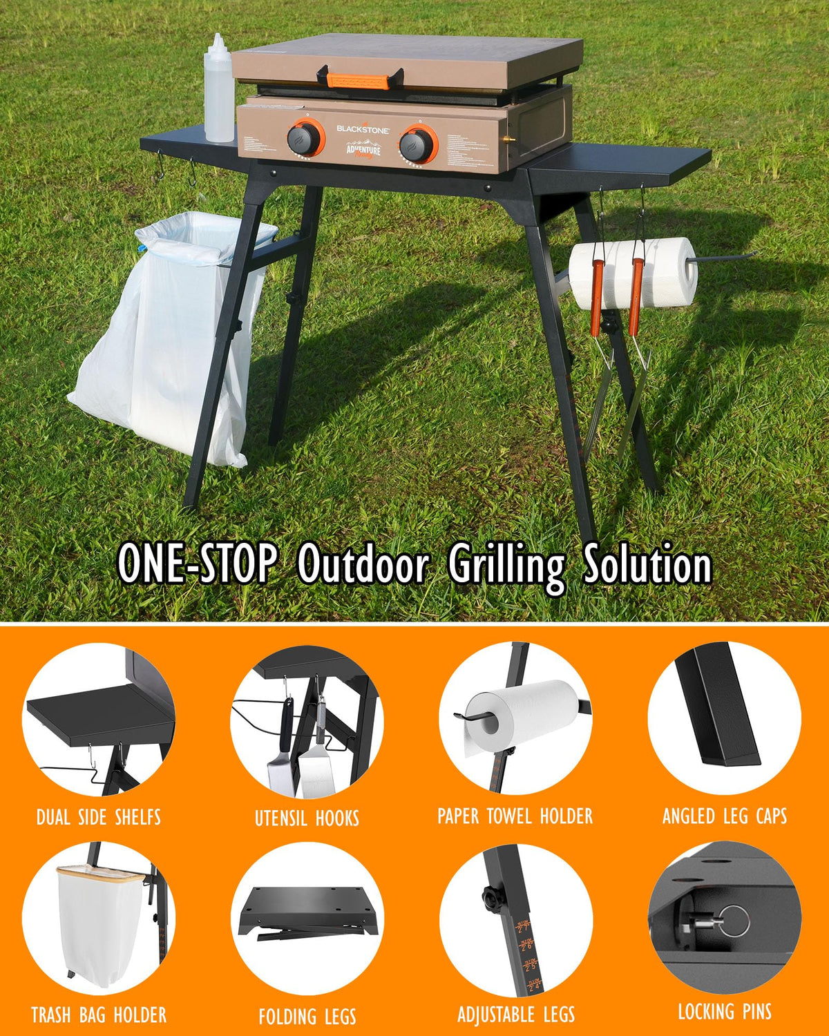 Trybuy upgraded griddle stand tool hooks keep utensils within reach while grilling.