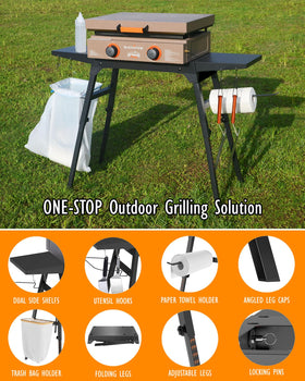 Trybuy upgraded griddle stand tool hooks keep utensils within reach while grilling.