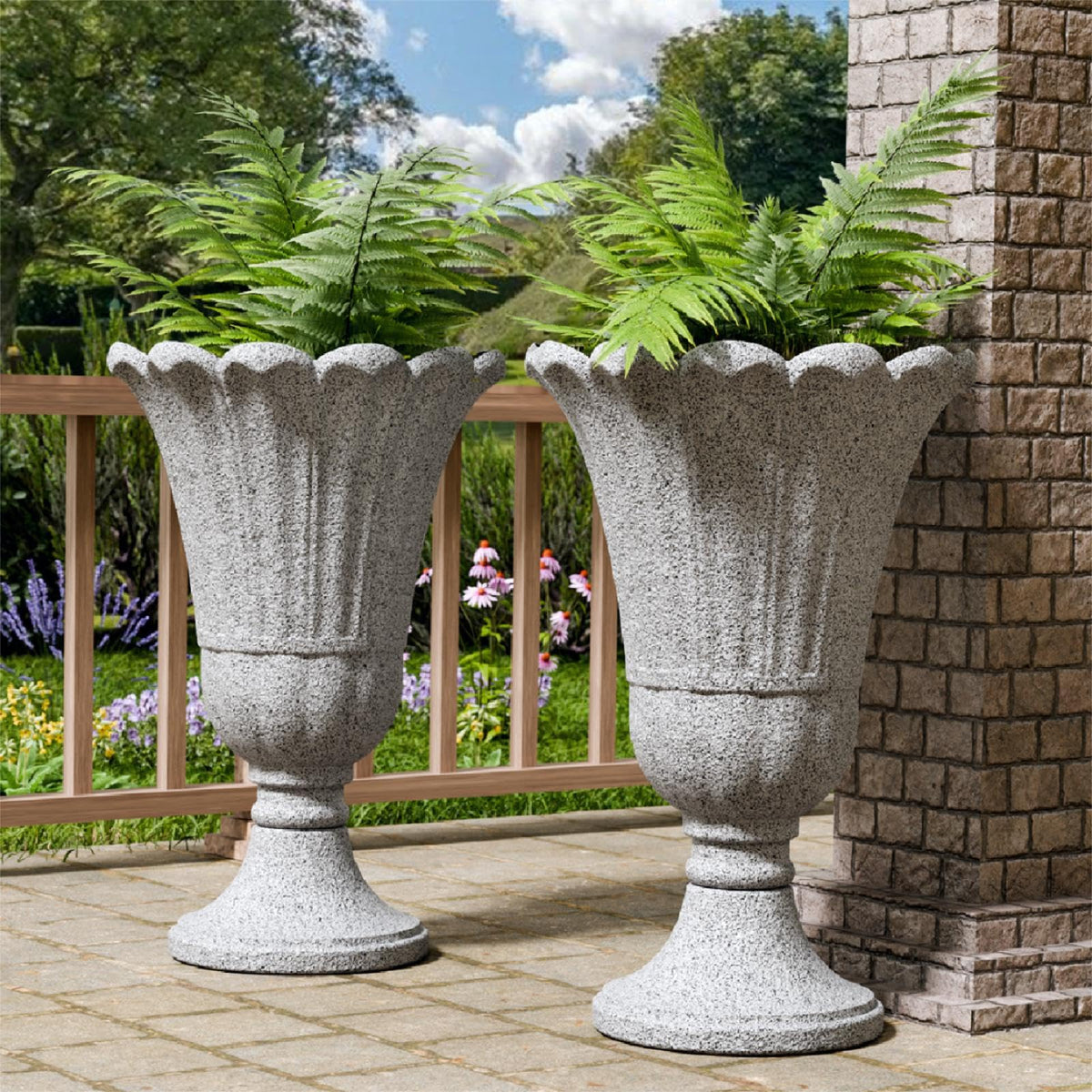 Trygoal tall urn planter for outdoors, rugged HDPE and weather resistance.