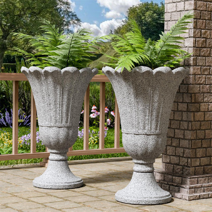 Trygoal tall urn planter for outdoors, rugged HDPE and weather resistance.