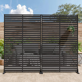 Trygoal outdoor privacy screen panel close-up shows durable HDPE and slatted design for deck privacy