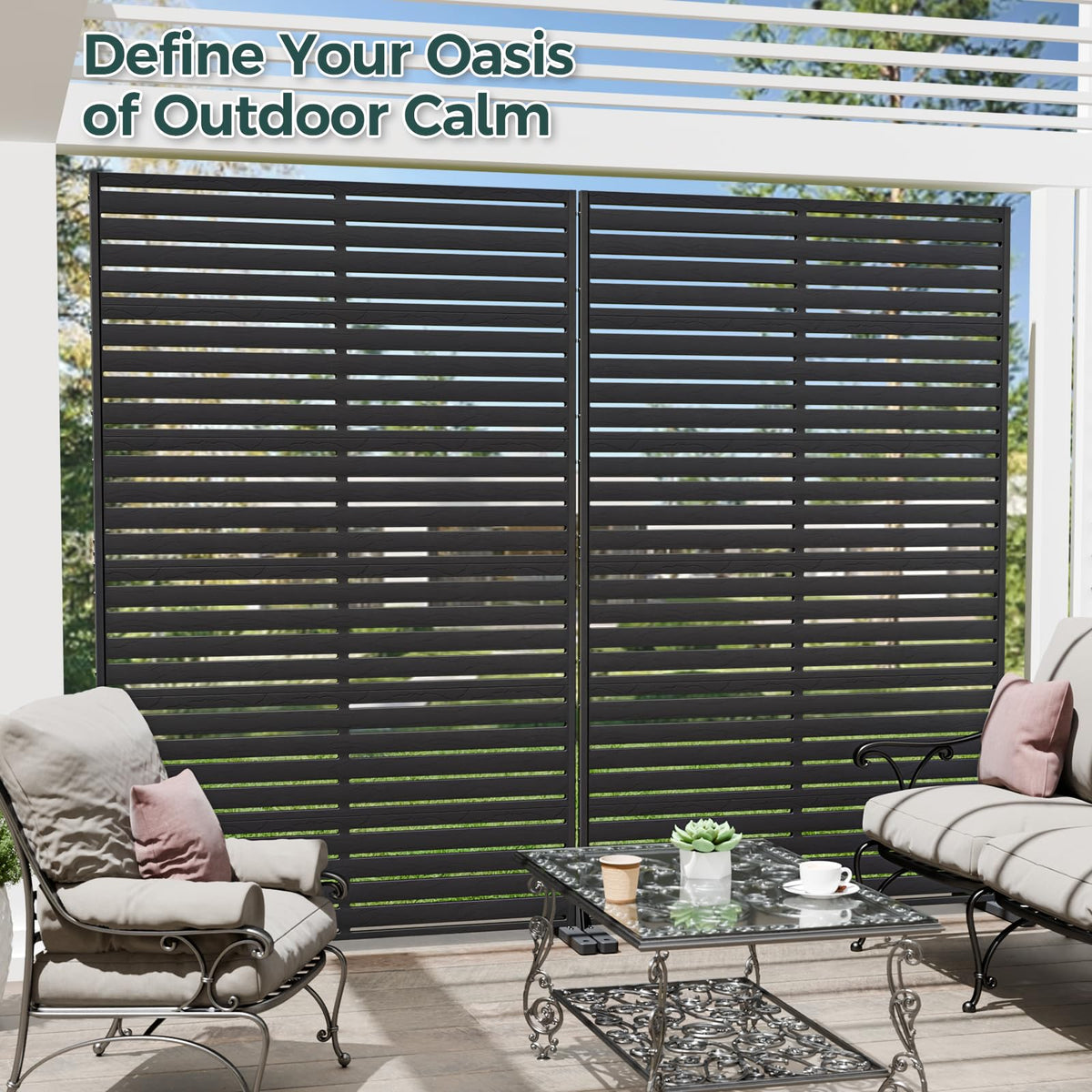 Trygoal privacy screen panel with stand blocks unwanted views for a tranquil outdoor space