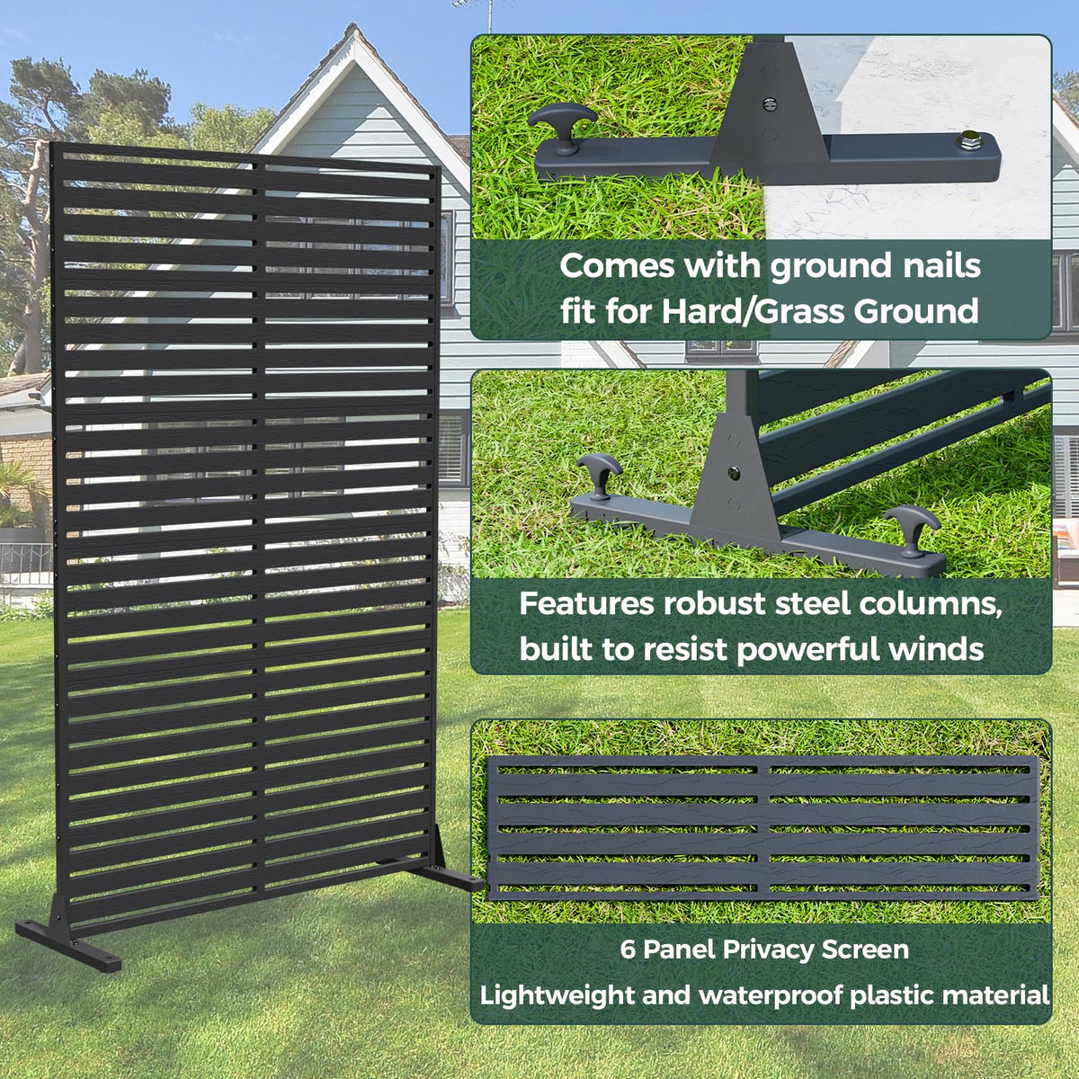 Trygoal HDPE privacy panel withstands weather for year-round outdoor use