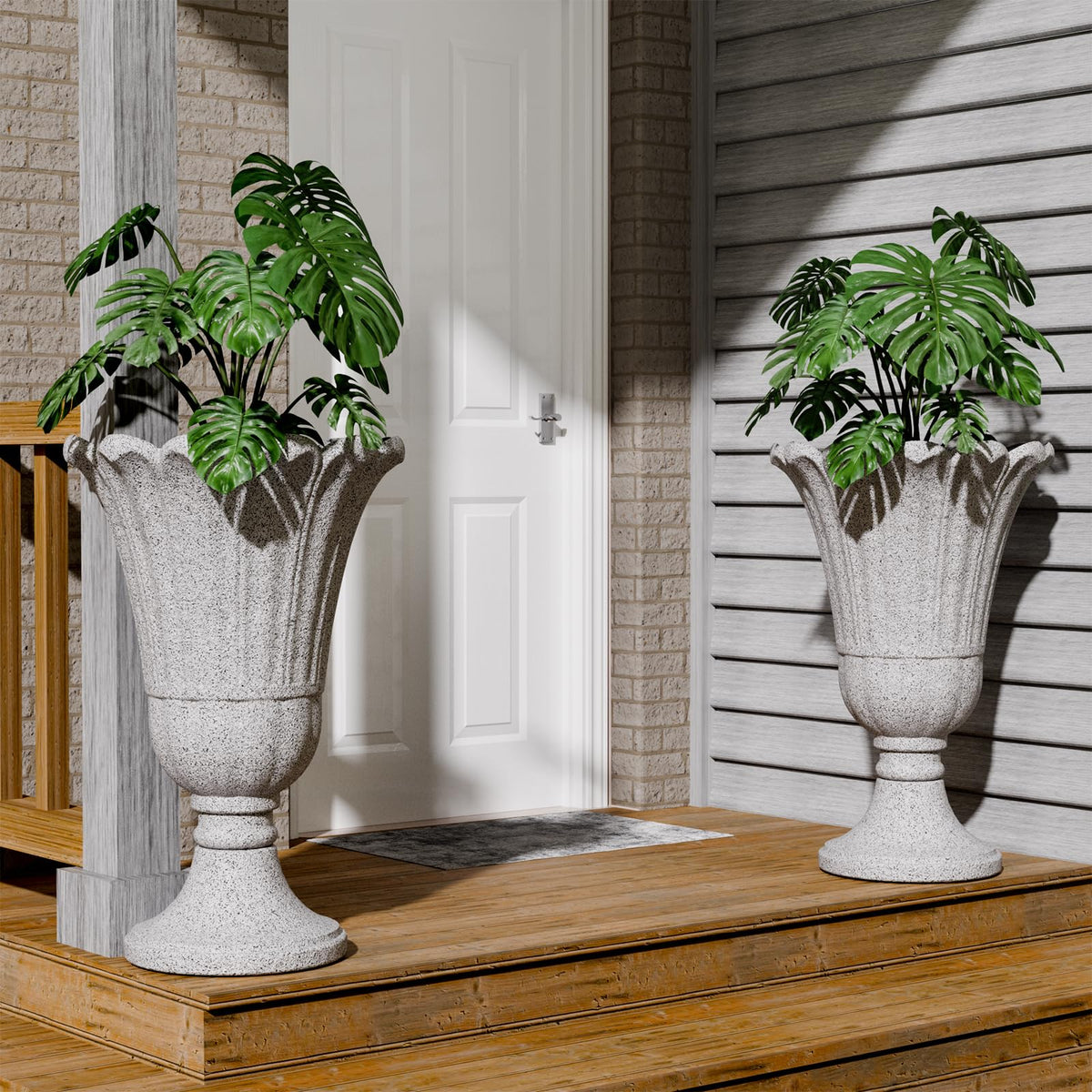 Petal-inspired silhouette adds decorative charm to porches and gardens.