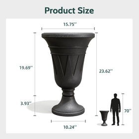 Trygoal tall urn planter side view highlighting sturdy HDPE build