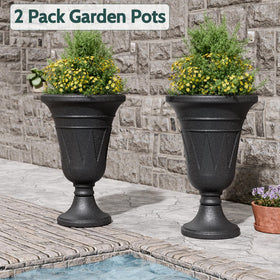 Trygoal trophy design planter in a garden setting for visual appeal