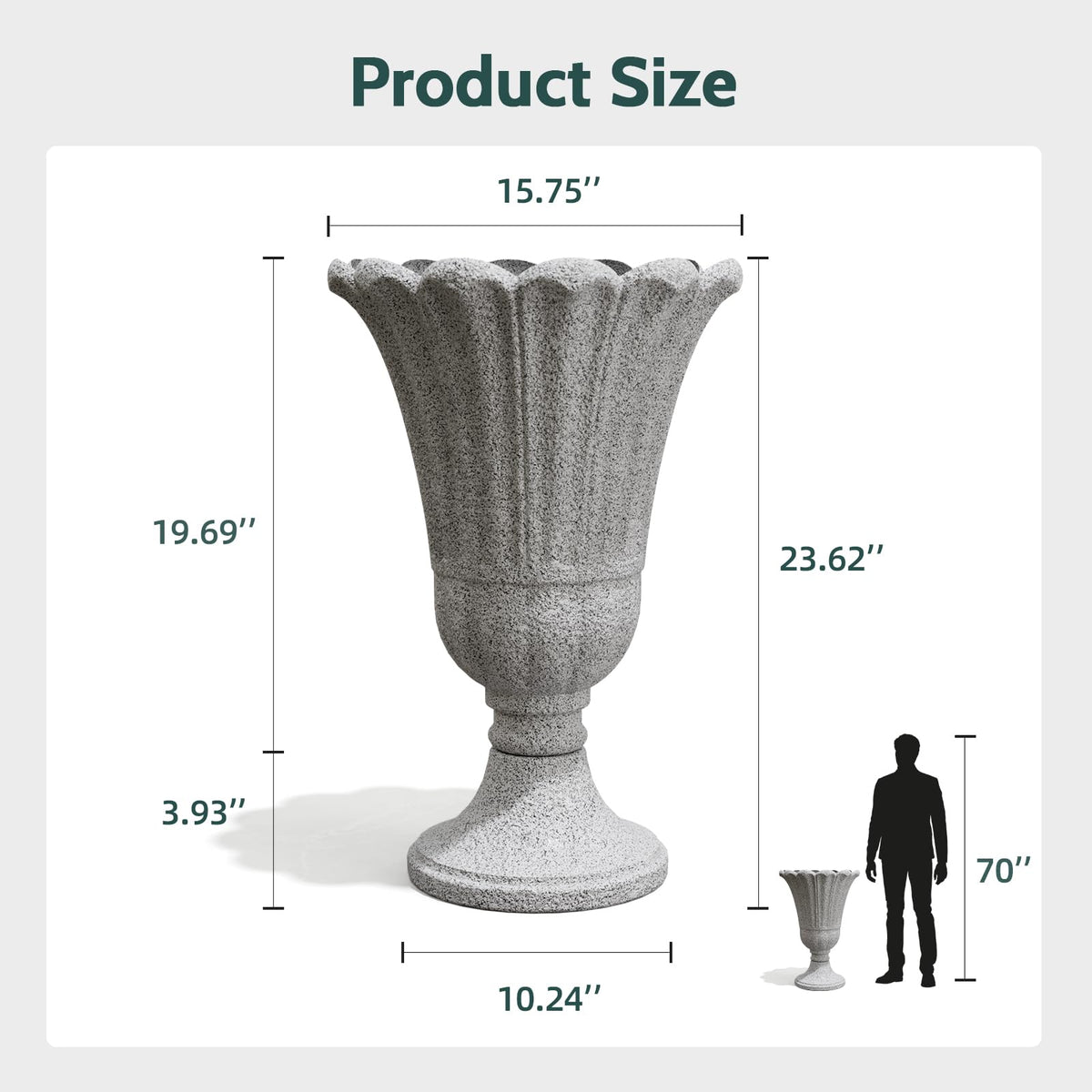 Rotate-to-assemble two-piece urn base for easy setup.