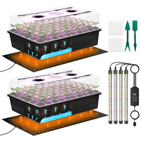 Tryitsbest 120-cell self-watering seed starter tray with capillary mat improves germination consistency.