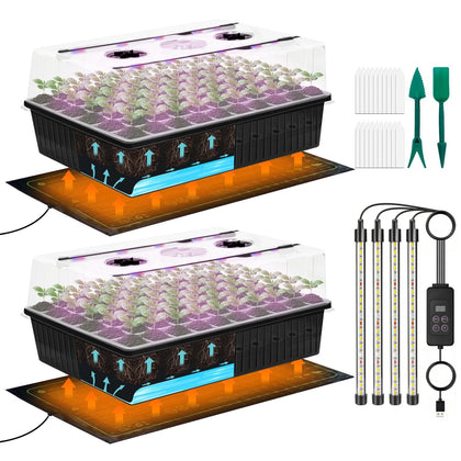 Tryitsbest 120-cell self-watering seed starter tray with capillary mat improves germination consistency.