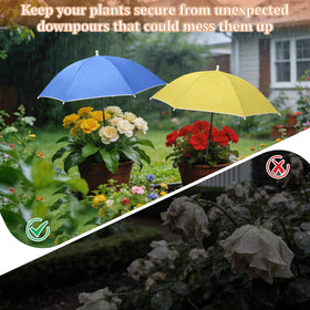 Tryly plant umbrella blue canopy protects vegetables under bright sun.
