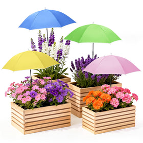 Tryly plant umbrella green canopy shielding potted herbs from harsh sun.