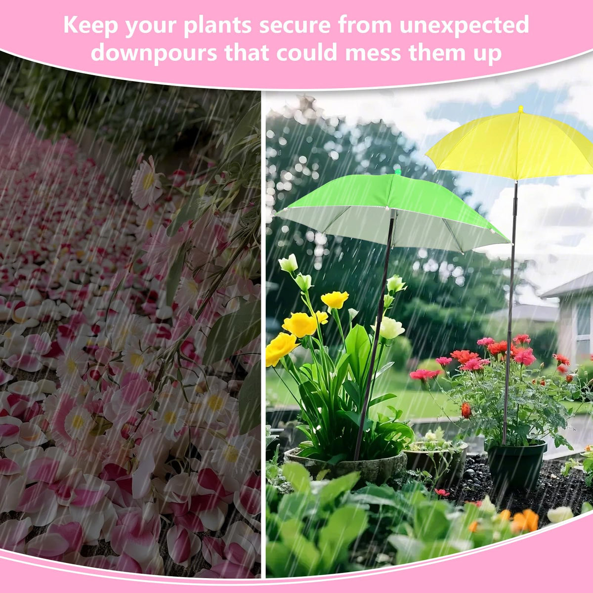 Tryly plant umbrella green stake setup shows easy installation for garden plants.