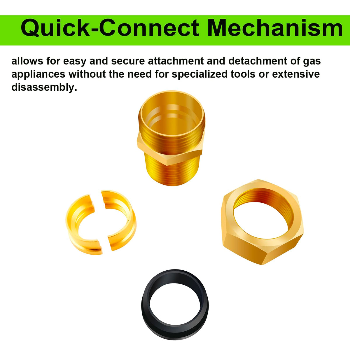 Tsinghwang brass quick-connect adapter enabling fast, tool-free installation.