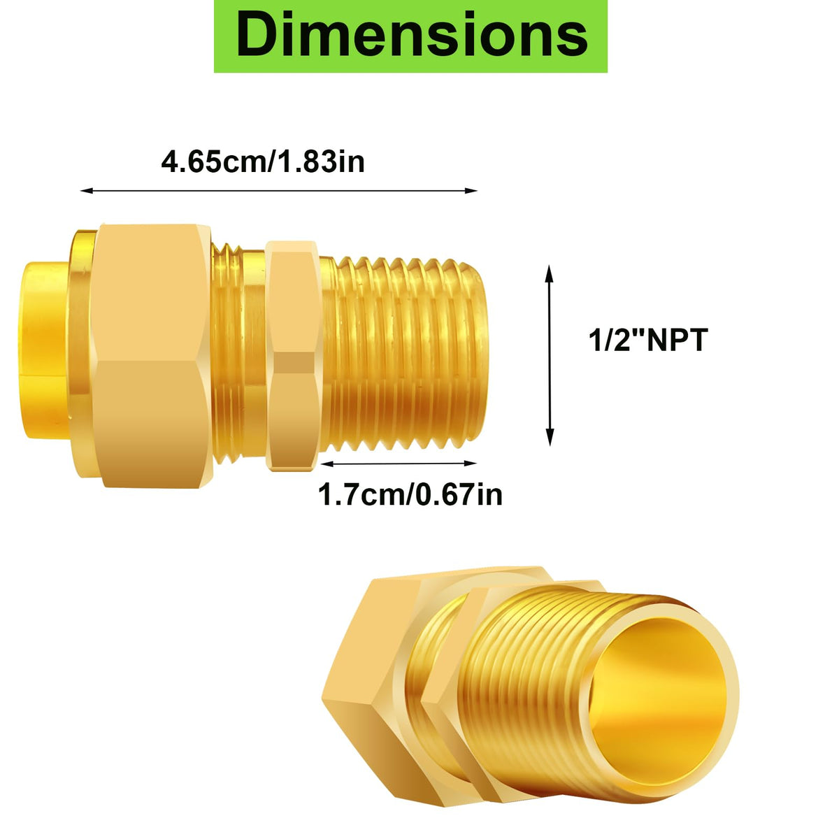 Tsinghwang CSST male NPT thread fitting for versatile hose and pipe connections.