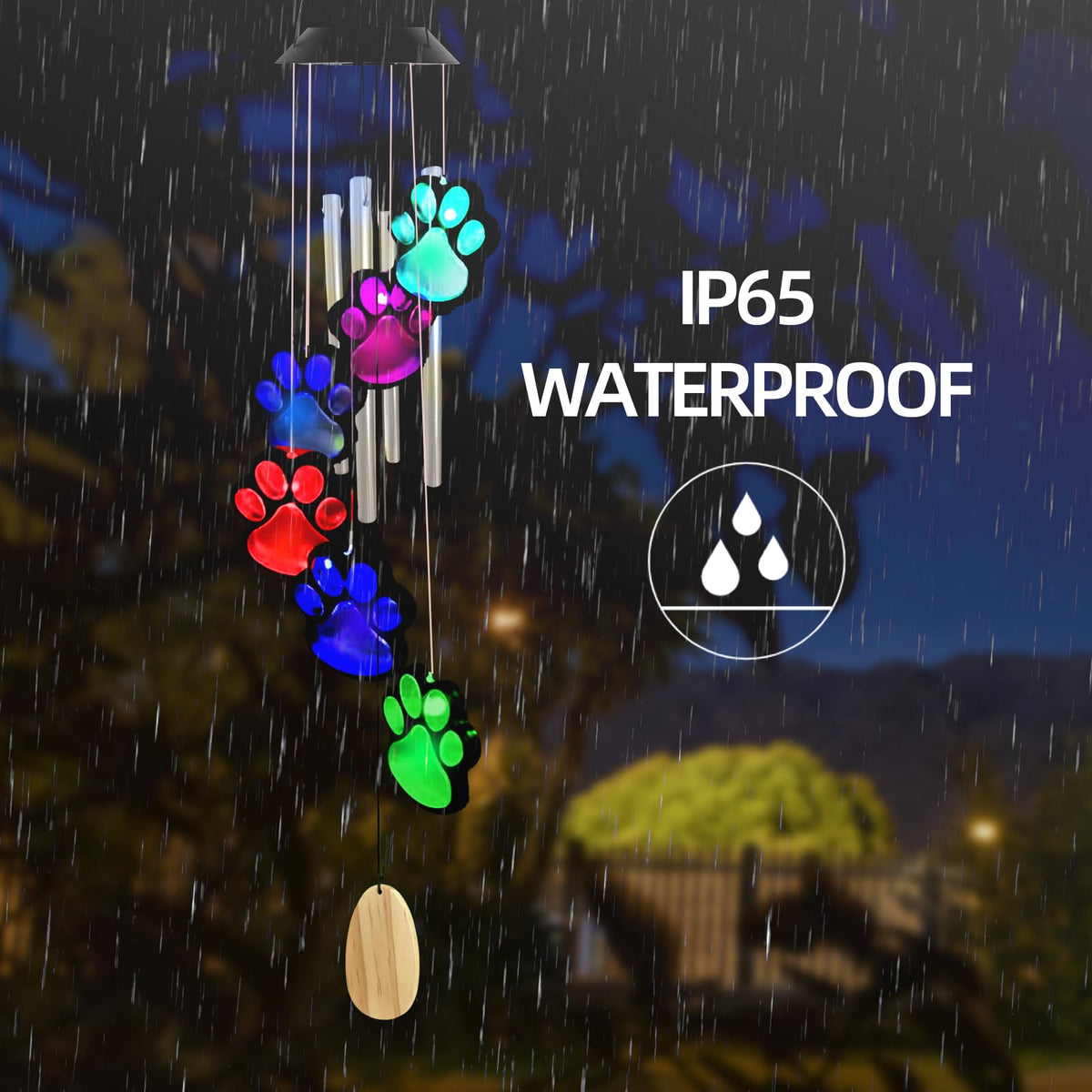 TSIPEKLO dog cat paw print wind chime hangs easily in any outdoor space.