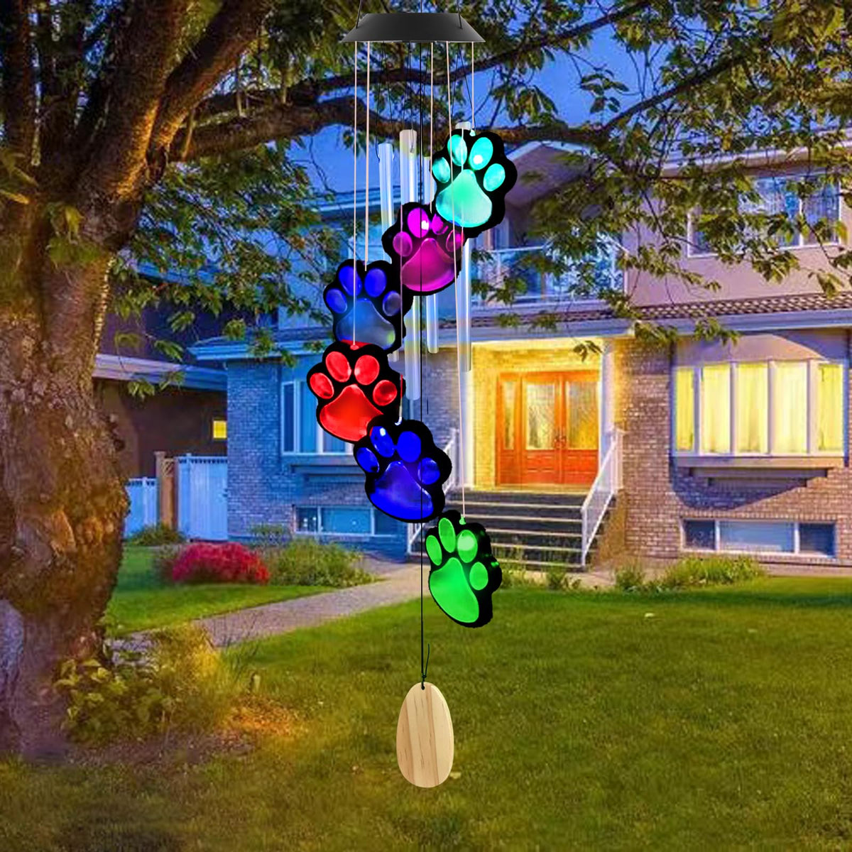 TSIPEKLO paw print pet memorial garden decor wind chime for remembrance.